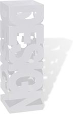 vidaXL Metalowy kwadratowy biały stojak DESIGN na parasole/kijki/laski