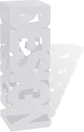 vidaXL Metalowy kwadratowy biały stojak DESIGN na parasole/kijki/laski
