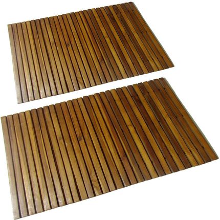 vidaXL Mata prysznicowa z drewna akacjowego (80x50 cm) x2