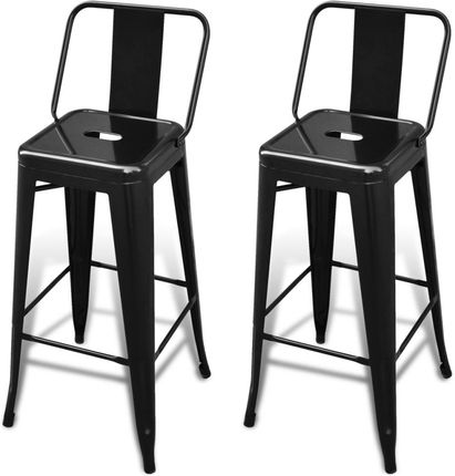vidaXL Wysokie krzesła barowe z oparciem, czarne x2