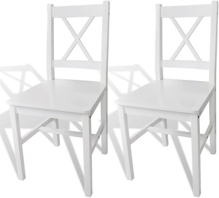 vidaXL 2 krzesła do jadalni z drewna, kolor biały