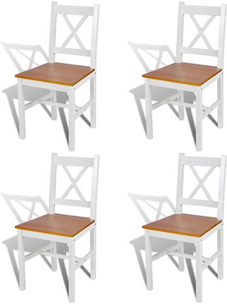 vidaXL 4 krzesła do jadalni z drewna, kolor biały-naturalny