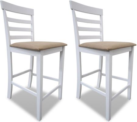 vidaXL Wysokie krzesła białe/beż (x2)
