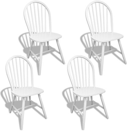 vidaXL Drewniane krzesła do jadalni Okrągłe Białe x4