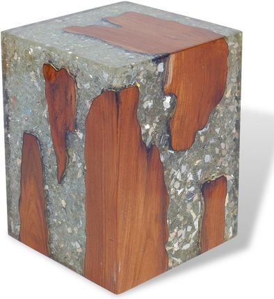 vidaXL Taboret z drewna tekowego i żywicy 30x30x40 cm