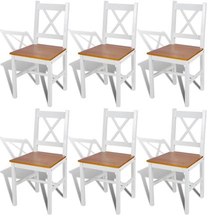 vidaXL Krzesło do jadalni białe i naturalne drewno 6 szt.