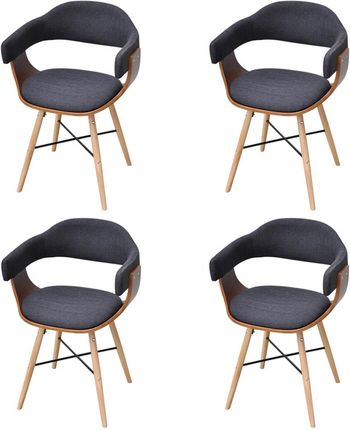 vidaXL Krzesła do jadalni Drewno+Materiał x4