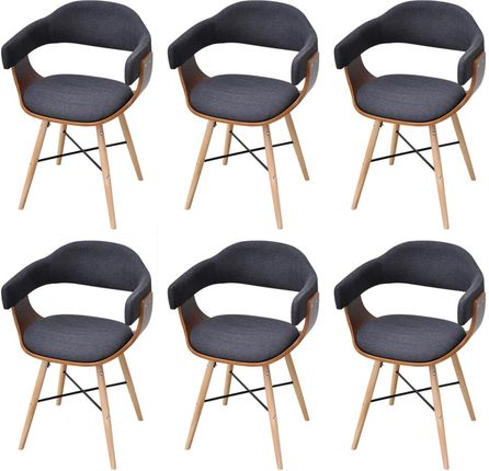vidaXL Krzesła do jadalni Drewno+Materiał x6