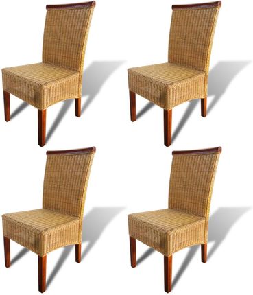 vidaXL Krzesła do jadalni z abaki, brązowe drewnianymi elementami 4 szt.
