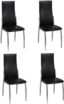 vidaXL Jadalniane krzesła, czarna skóra i chrom x 4