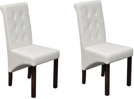 vidaXL Dwa białe, skórzane krzesła jadalniane