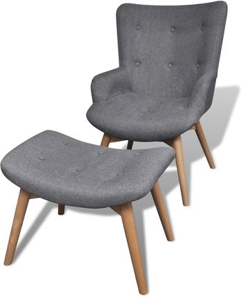 vidaXL Tapicerowany fotel z podnóżkiem, kolor szary