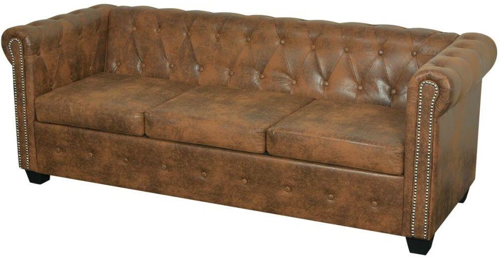 Canapé Chesterfield D'intérieur Gris Clair - 2 Places - Style Classique Et Confortable