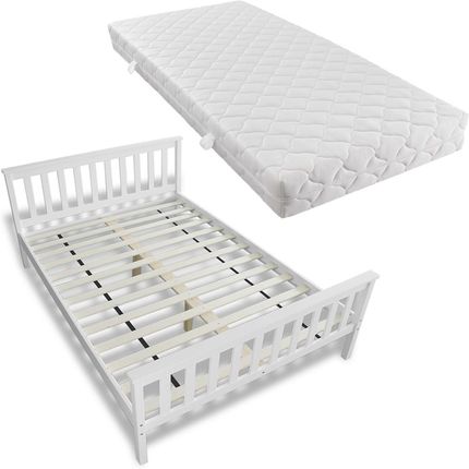 vidaXL Białe łóżko z drewna sosnowego 200 x 140 cm materacem