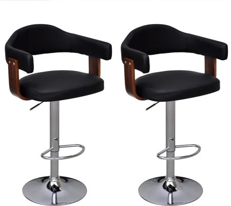vidaXL Nowoczesne krzesła barowe x2 Z drewnianym oparciem czarne
