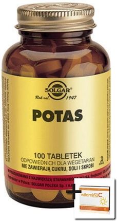 SOLGAR Potas, 100 tabl + Witamina C, 200 mg, 25 tabl