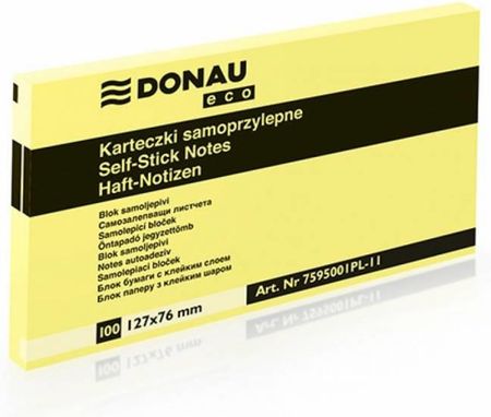 Donau Bloczek 127 X 76 Mm Żółty Eco 100 Kartek Samoprzylepny - X06816 (Nb7545)