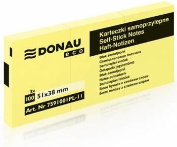 Donau Bloczek 51 X 38 Mm Żółty Eco 3 Sztuki Po 100 Kartek Samoprzylepny - X06817 (Nb7548)