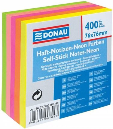 Donau Bloczek Neon W Kostce X 76 Mm Mix Kolorów Neonowych 400 Kartek Samoprzylepnych - X06813 (Nb7551)
