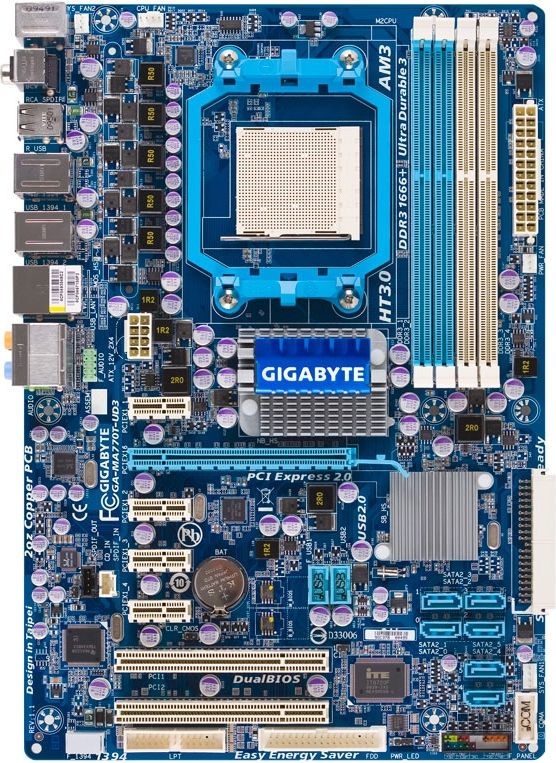 Системная плата gigabyte ga ma770t ud3p v1 какой процессоры поддерживает