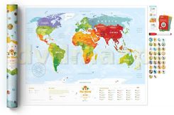 jakie Mapy ścienne wybrać - Mapa interaktywna Świat travel map kids animals [KSIĄŻKA]