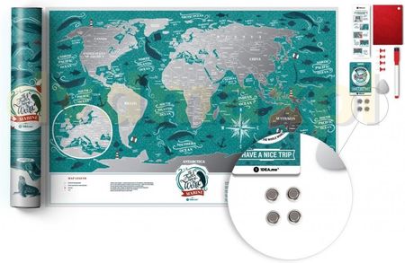 Mapa zdrapka Świat travel map marine world [KSIĄŻKA]