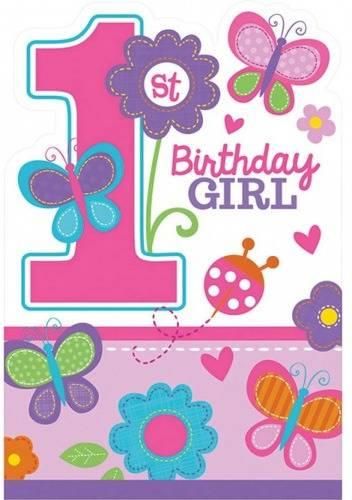 Amscan Zaproszenie Na Roczek Dla Dziewczynki Birthday Girl Motylki