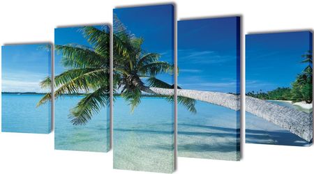 vidaXL Zestaw obrazów Canvas 200 x 100 cm Plaża i Palmy