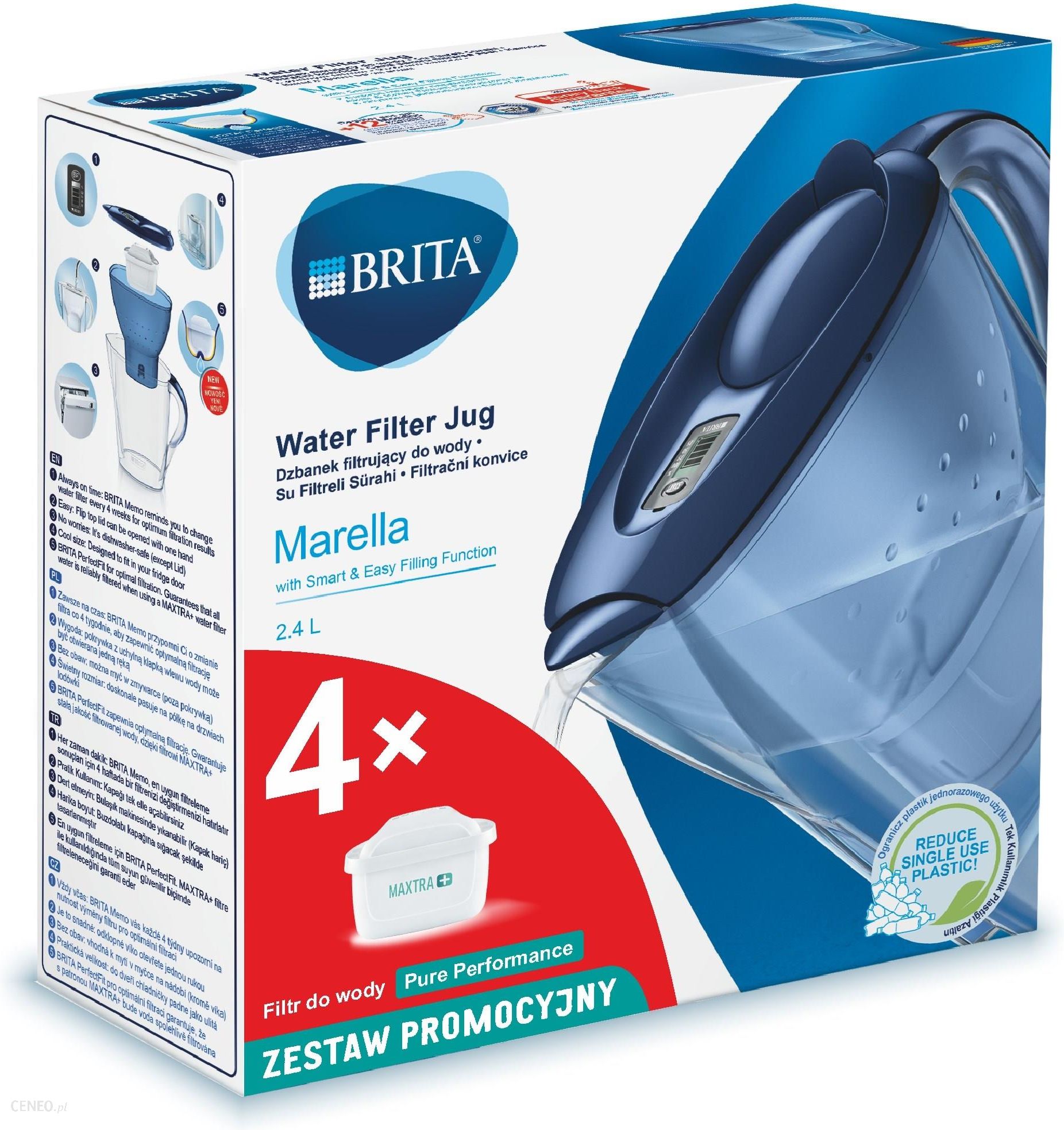 BRITA Marella XL niebieski + 4 filtry