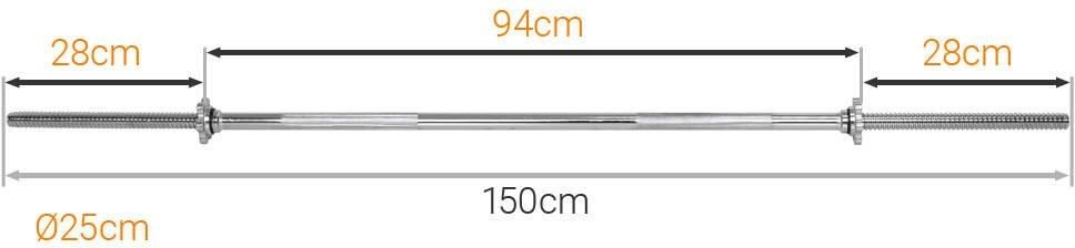 Gryf Prosty Gwintowany Sztanga 150Cm 25Mm Zaciski - zdjęcie 4 Gryf Prosty Gwintowany Sztanga 150Cm 25Mm Zaciski