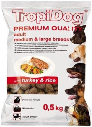 TROPIDOG Premium Erwachsenenfutter Für Kleine Hunde – Truthahn & Reis, 500g – Lecker & Gesund
