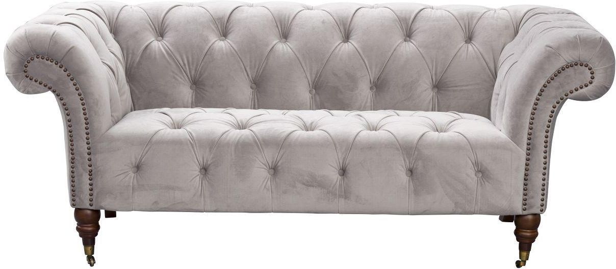 Dekoria Sofa Chesterfield Glamour Velvet Light Grey 2Os 187X94X74