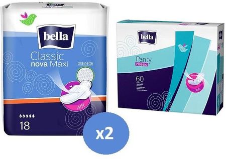 Bella Podpaski Classic Nova Maxi 20szt + Bella Panty Wkładki 60szt