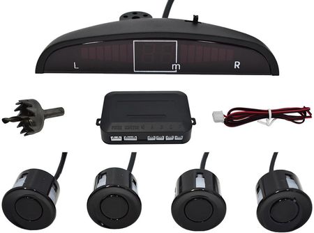 Czujniki Parkowania Cofania LCD Buzzer 4 Czarne