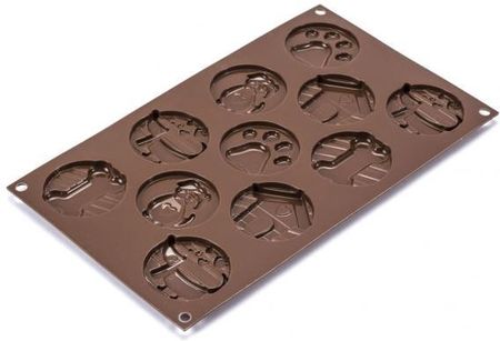 silikomart Forma do 11 czekoladek silikonowa DOGS TAGS BRĄZOWA