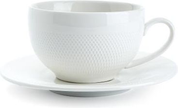 florina Filiżanka do kawy i herbaty porcelanowa ze spodkiem CORTINA BIAŁA 220 ml