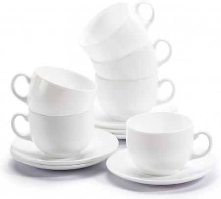 Luminarc Filiżanki Do Kawy I Herbaty Porcelanowe Ze Spodkami France Białe 200 Ml 6 Szt