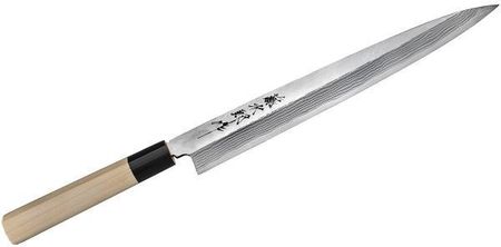 Tojiro Nóż Uniwersalny Yanagi Sashimi Ze Stali Węglowej Aogami Damascus Sushi Kremowy 27 Cm