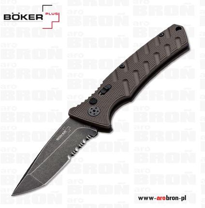 Nóż sprężynowy BOKER PLUS Strike Coyote Tanto 01BO425 stal AUS8 głownia 85mm stalowy klips