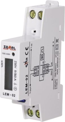 Licznik Energii Cyfrowy 1-FAZOWY LEM-02 LCD Zamel
