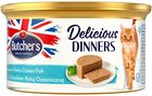 BUTCHER'S Delicious Dinners Cat - mokra karma dla kota z tuńczykiem i rybami w formie musu - puszka - 12x85g