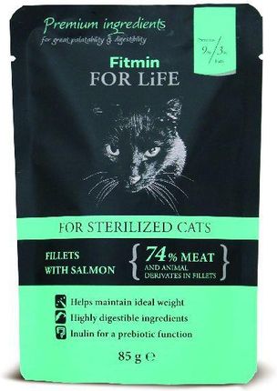 Fitmin For Life cat pouch adult sterilized salmon 85g