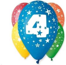 Zdjęcie go Balony pastelowe z nadrukiem czwórka 4 mix 30cm 5szt - Mysłowice