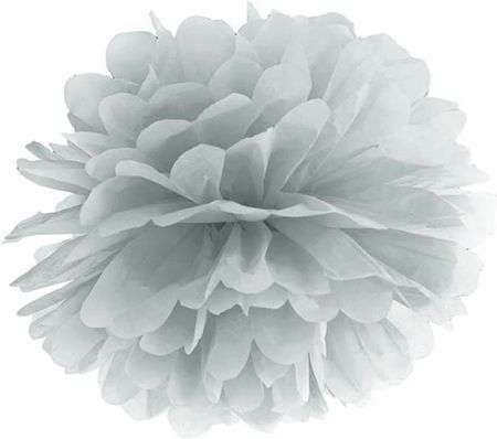 ap Dekoracja wisząca pompon kwiat srebrna 25cm 1szt