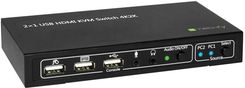 Zdjęcie Techly 2-portowy przełącznik KVM HDMI/USB 2x1 z audio (028696) - Lubraniec