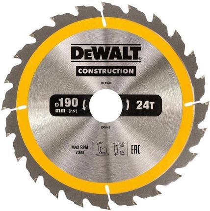 Dewalt Dt1944-Qz Tarcze Do Pilarek Ręcznych 190X30Mm 24T (Ac)