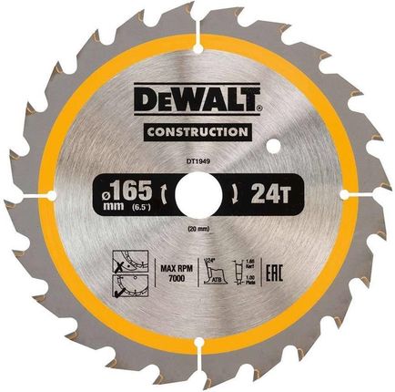 Dewalt Dt1949-Qz Tarcze Do Pilarek Ręcznych 165X20Mm 24T (Dc)