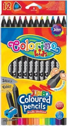 Patio Kredki Ołówkowe Colorino Kids Trójkątne Czarne 12 Kolorów +Temperówka