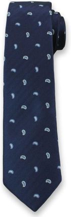 Granatowy Krawat ze Wzorem w Łezki - 6 cm - Angelo di Monti KRADM1278