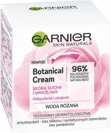 Krem Garnier Skin Naturals Botanical nawilżający z wodą różaną skóra sucha i wrażliwa na dzień 50ml